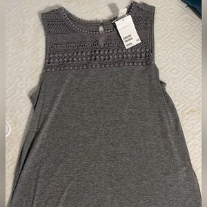 H&M Gray Lace Trim Tank Top